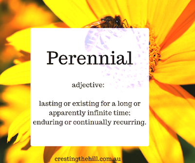 perennial - adjective 1. lasting or existing for a long or apparently infinite time; enduring or continually recurring.