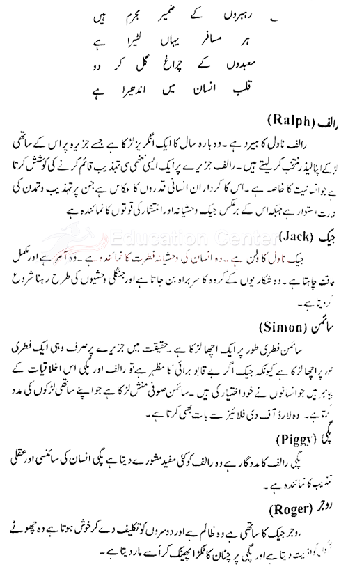 Lord of Flies in Urdu by William Golding Summary Themes