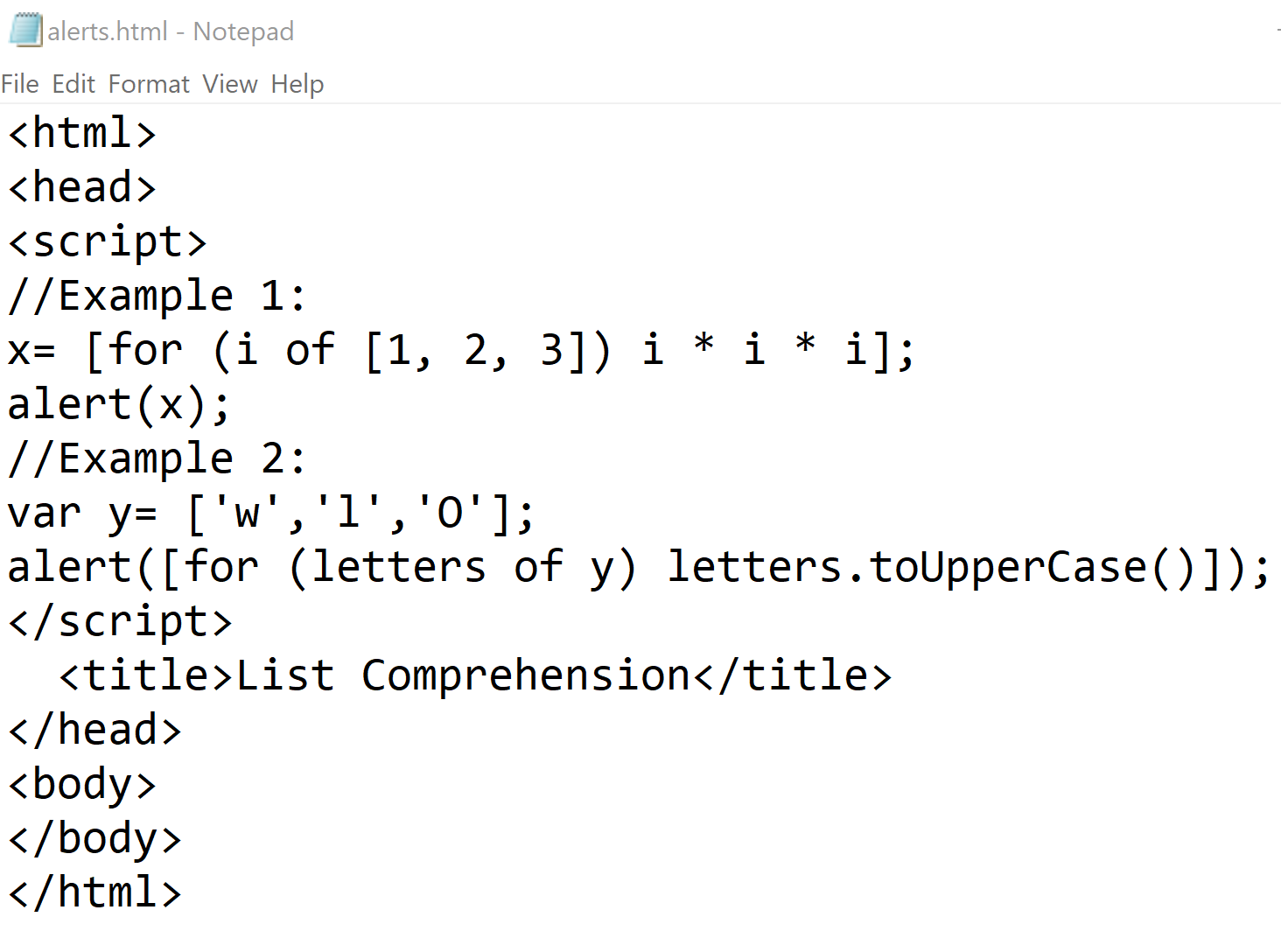 HodentekHelp: What do you mean by 'Comprehension' in JavaScript?