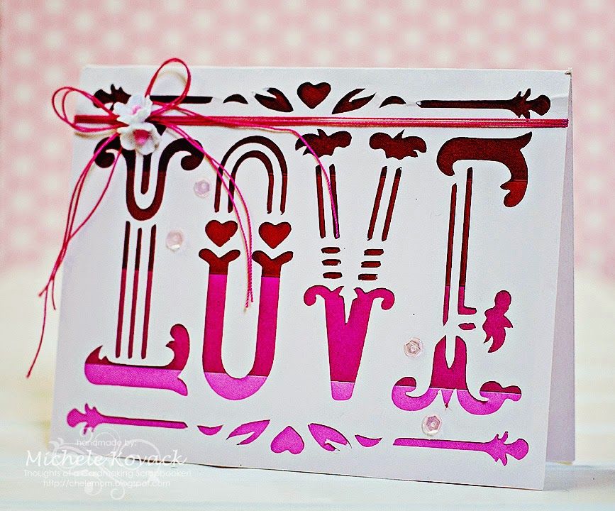 Ombre Cricut card using Simple Holiday Cards for Valentine's Day. 