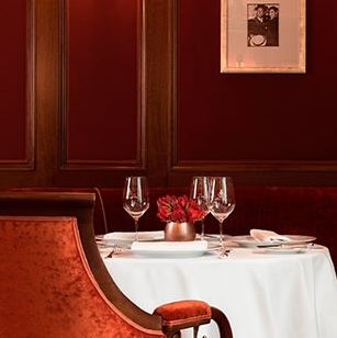 Tour the renovated romantic Ritz Paris Garnet color dining area in renovated Ritz Paris