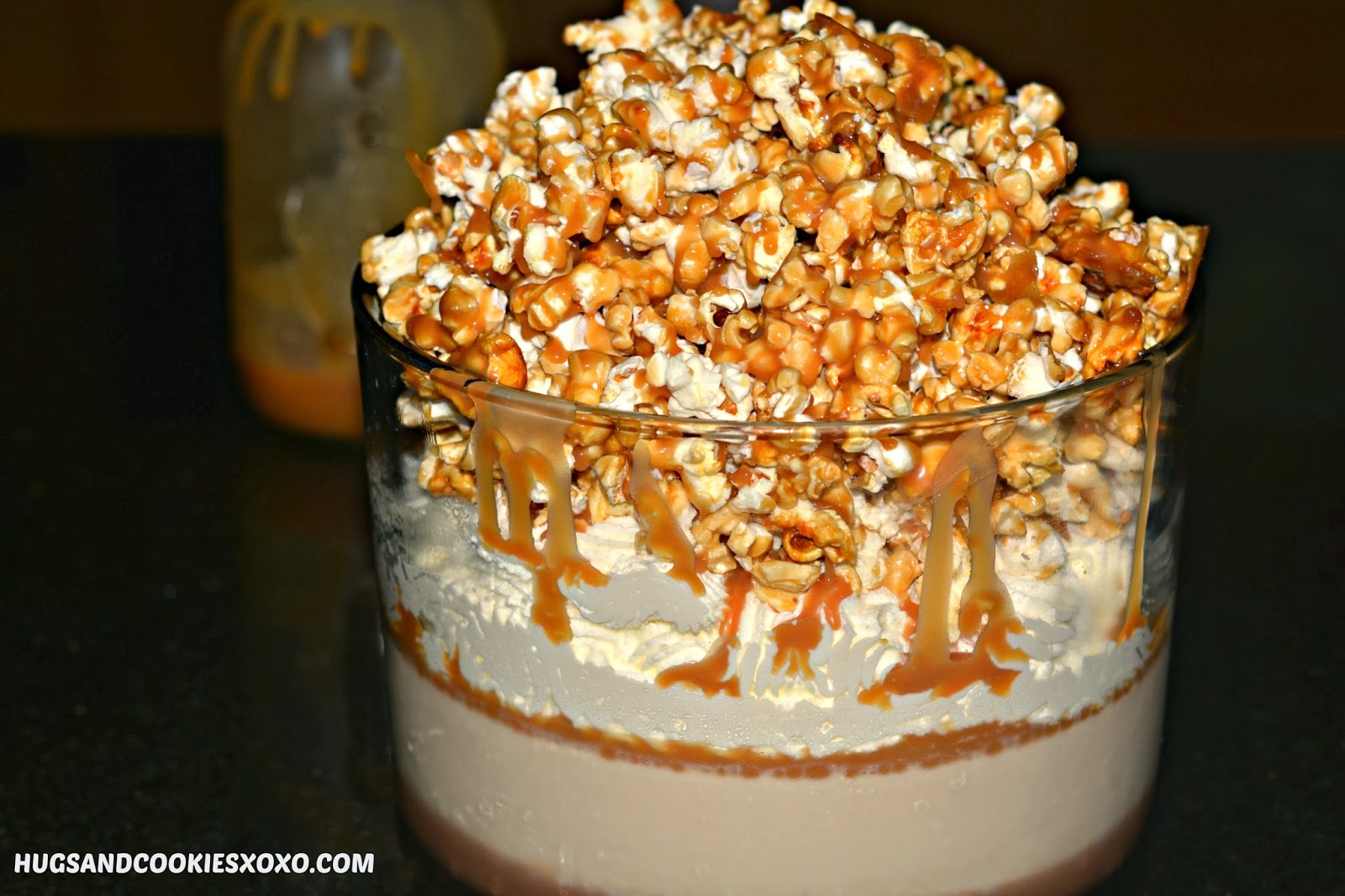 CHOCOLATE GANACHE & SALTED CARAMEL PANNA COTTA TRIFLE TOPPED WITH WHIPPED CREAM & CARAMEL