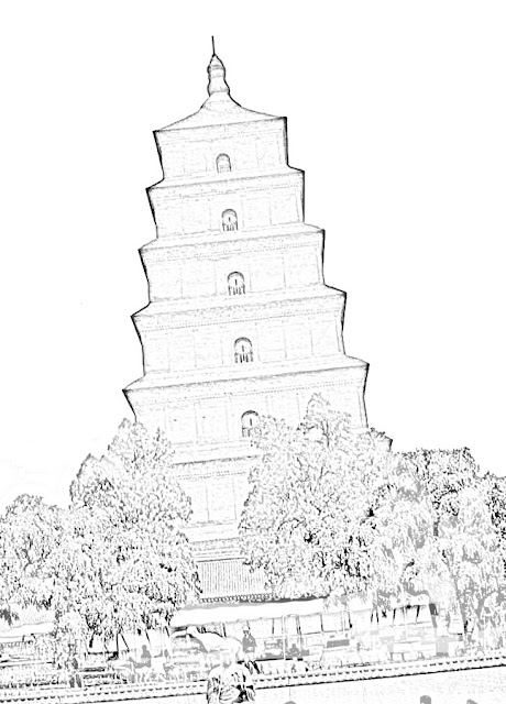 sketch of Buddhist temple building:  /></a></div>
<br />
This is a sketch of a building one sees on the way to the Great Wall in China.<br />
<div class=