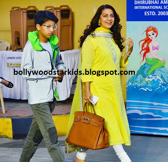 Bollywood Star Kids: Juhi chawla with son Arjun Mehta at the Dhirubhai