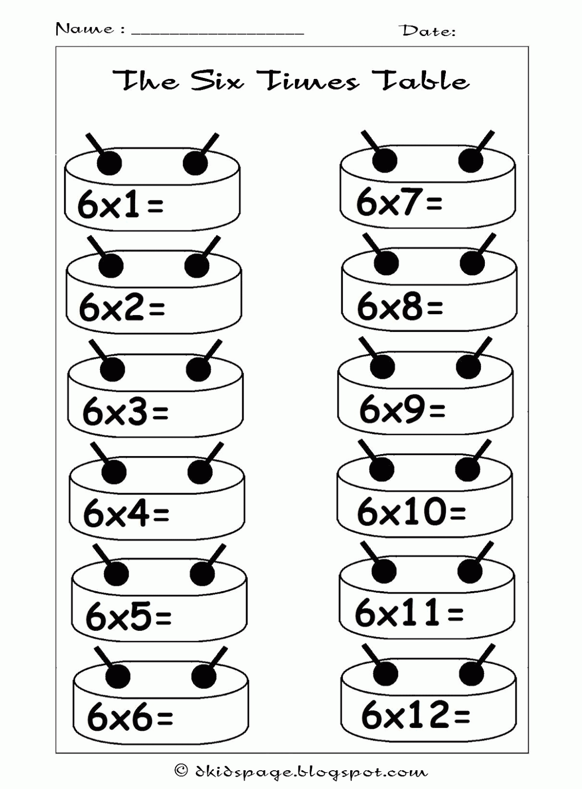 Kids Page: 6 Times Tables Worksheets | Maths Worksheets