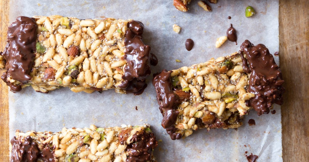 Milk and Honey Puffed Rice and Pistachio Energy Bars Gluten Free and