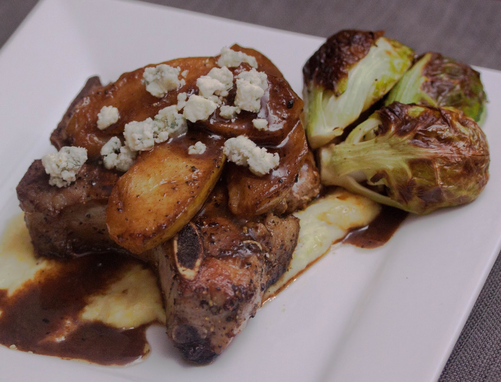 THE PANTRY PANDA Sautéed Pork Chops with Pears and Blue Cheese. Creamy