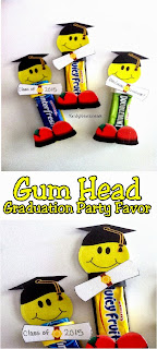 Celebrate the End of School or your child's Graduation with an awesome and unique candy party favor.  This graduation gum head will be the life of the party and add a little bit of fun and sweetness to the end of school.