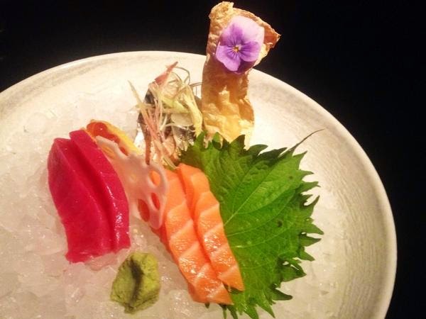 mackerel, tuna and salmon sashimi 