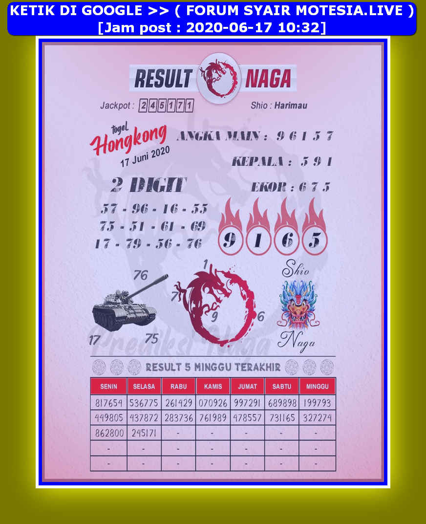 Syair Hk 17 Juni 2020 Prediksi Togel Hk Rabu 17 Juni 2020 Nagasaon