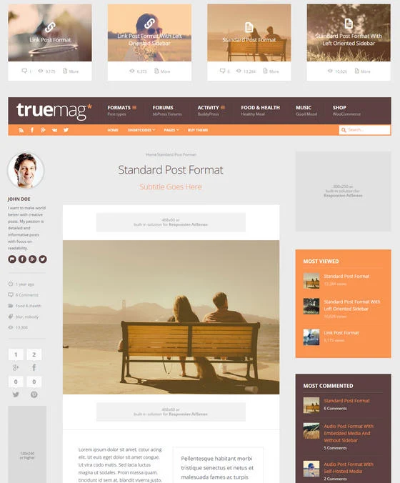 Truemag: AD & AdSense Optimized Magazine