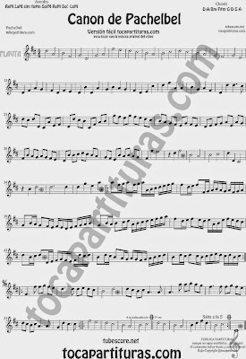  Canon de Pachelbel Partitura de Flauta Travesera, flauta dulce y flauta de pico Sheet Music for Flute and Recorder Music Scores 