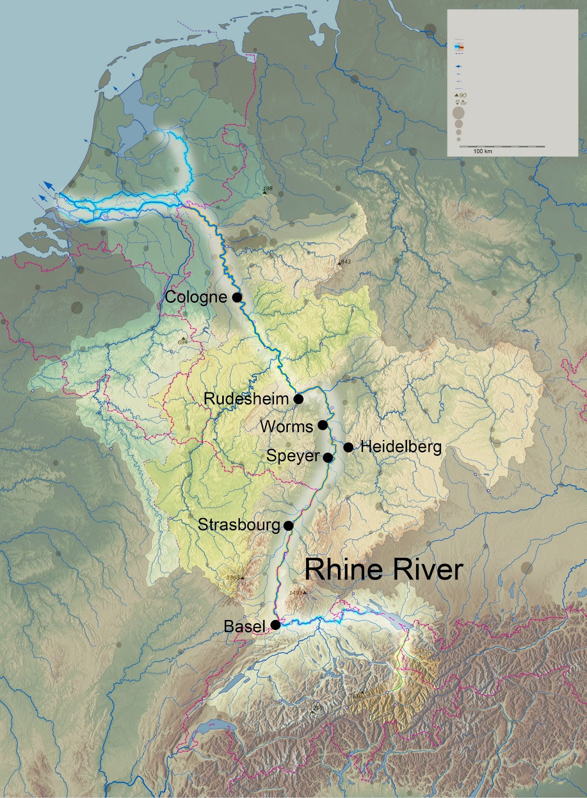 Карта европы река рейн