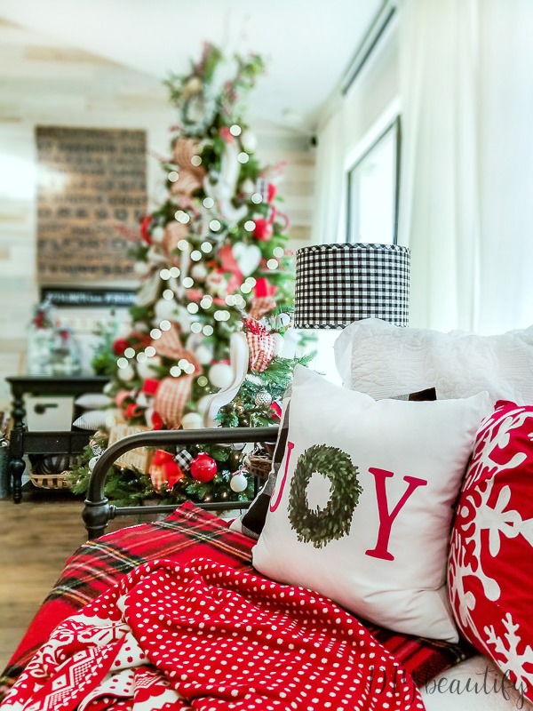 red and white Christmas decor