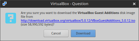 VirtualBox GuestAdditions ISO download prompt