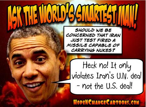 obama, obama jokes, political, humor, cartoon, conservative, hope n' change, hope and change, stilton jarlsberg, iran, missile, deal, kerry, nuclear