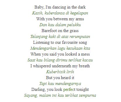 Lirik Lagu Perfect Ed Sheeran Dan Terjemahan