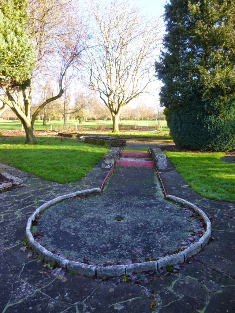 One of the tricky minigolf holes at the Abbey Meadows Crazy Golf course in Abingdon-on-Thames