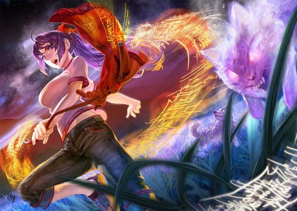As belas ilustrações de fantasia com um estilo oriental de Han-Yuan, Yu Han-Yuan, Yu (aka B.c.N.y.) deviantart ilustrações fantasia oriental estilo anime mangá terror sobrenatural mitologia asiática cores games