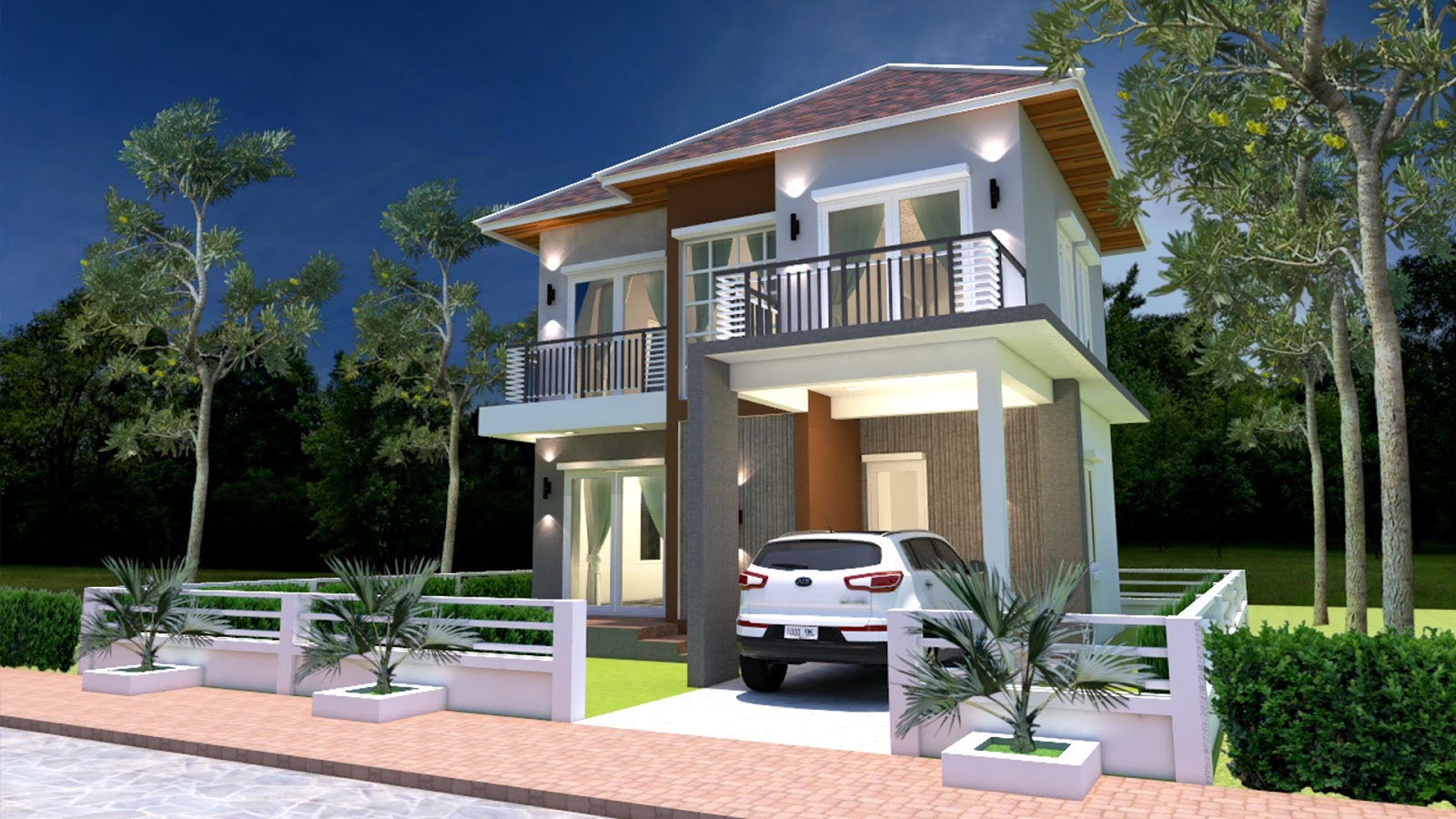  Sketchup  Home  Plan  8x8m with 3 Bedrooms House  Plan  Map