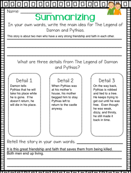 Mrs. Coulon's Class Blog Damon & Pythias Summary