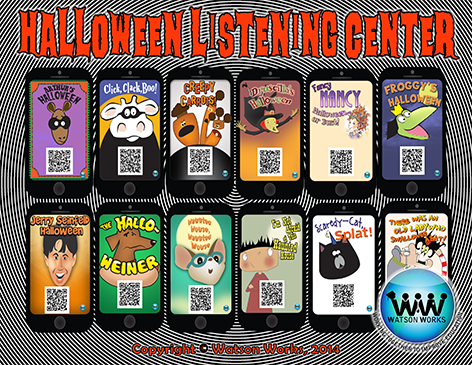 http://www.teacherspayteachers.com/Product/Halloween-Listening-Centers-w-QR-Codes-Hyperlinks-12-Stories-Included-1479338
