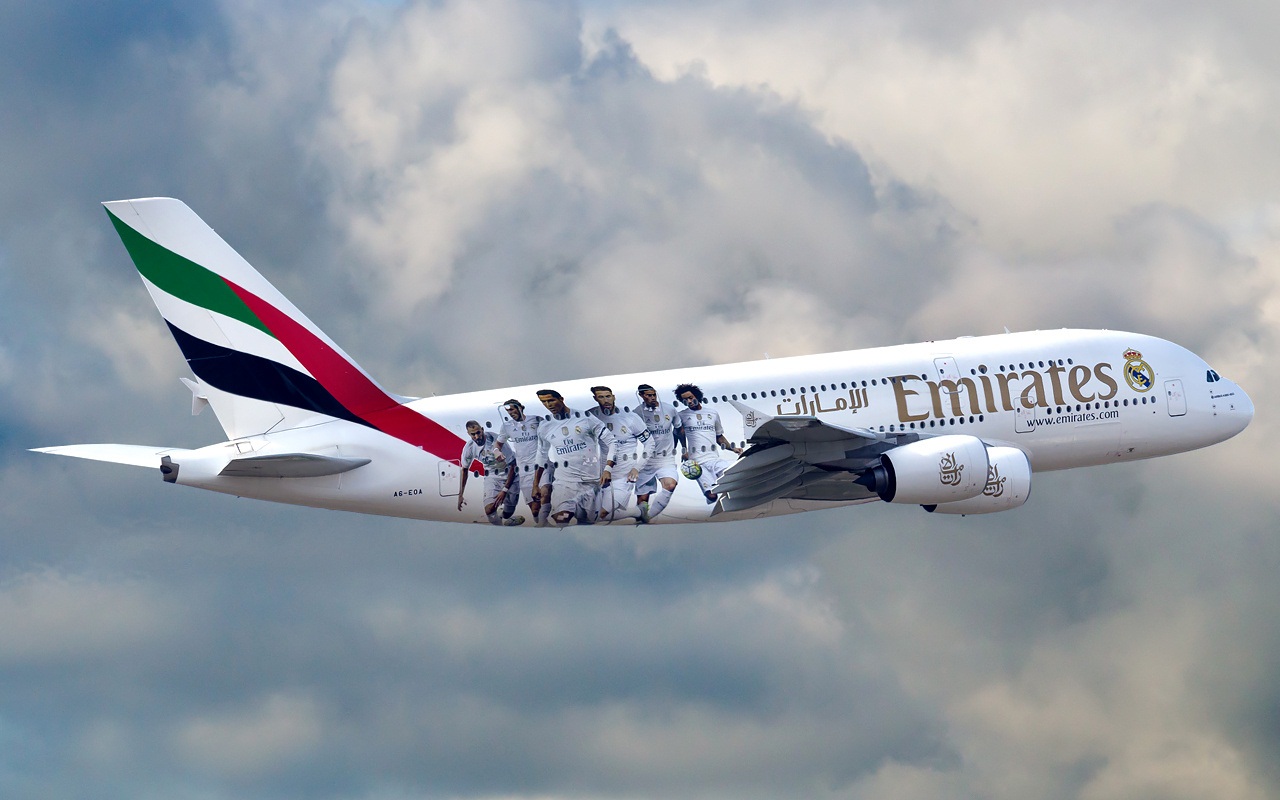 Airbus A380800 of Emirates Real Madrid FC Special Livery
