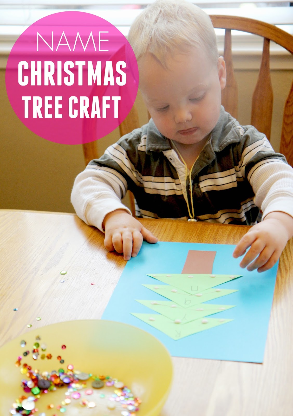Toddler Approved!: Sparkly Name Christmas Tree Craft for Kids
