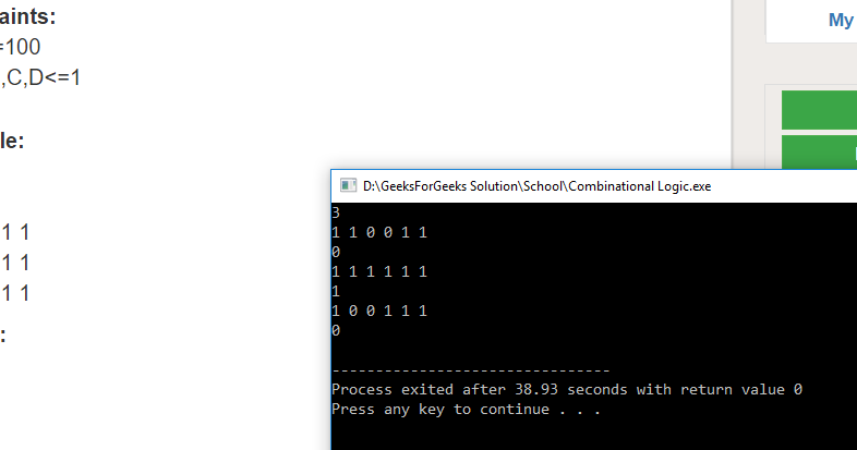 Geeksforgeeks Solution For " Combinational Logic