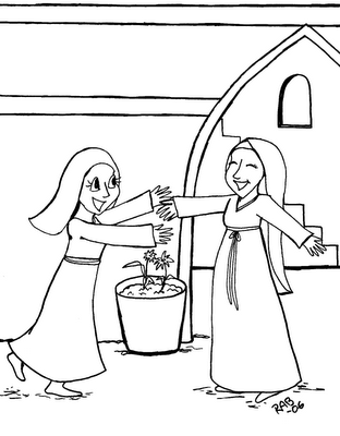 Compartiendo por amor: Dibujos María visita a su prima Isabel