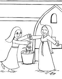 Visita de la Virgen María a su prima Isabel colorear