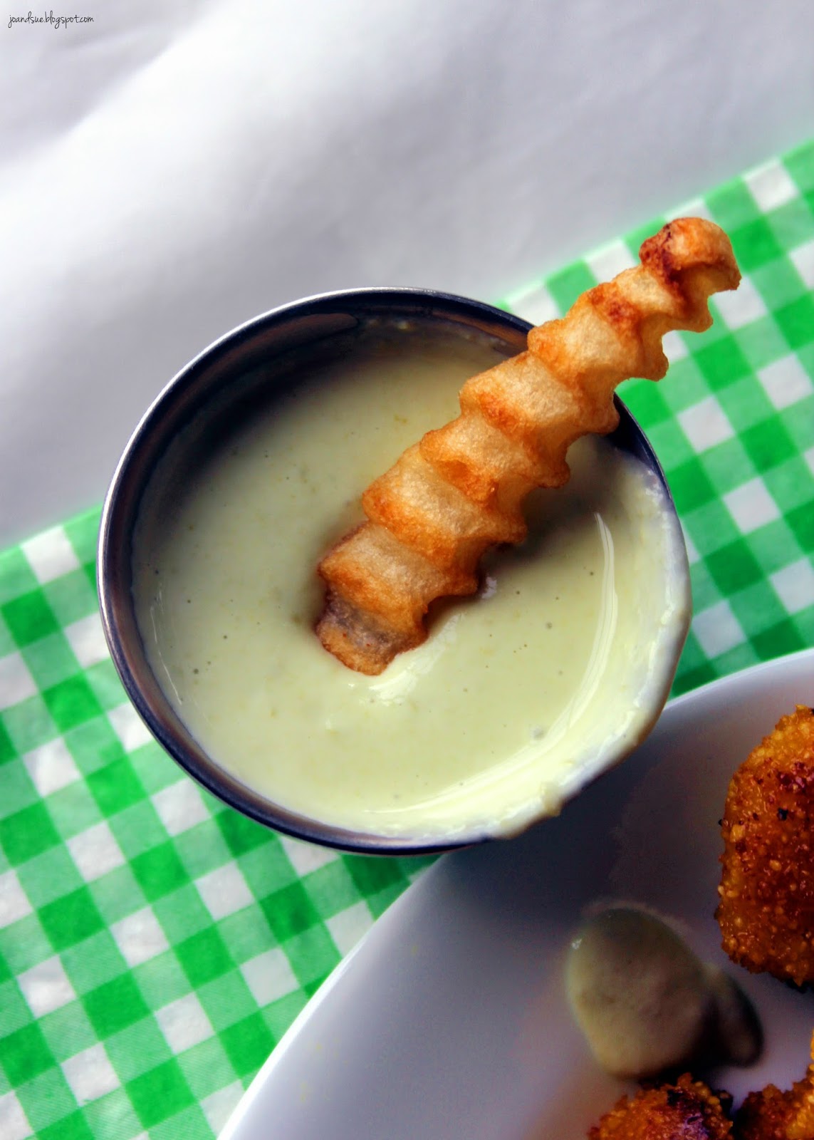 Jo and Sue Baked Chicken Nuggets With Wasabi Pea Sauce