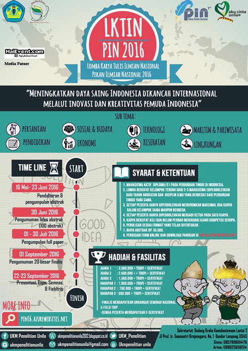 Lomba Karya Tulis Ilmiah Nasional di Universitas Lampung UNILA 2016 Lomba Karya Tulis Ilmiah Nasional di Universitas Lampung UNILA juni september 2016