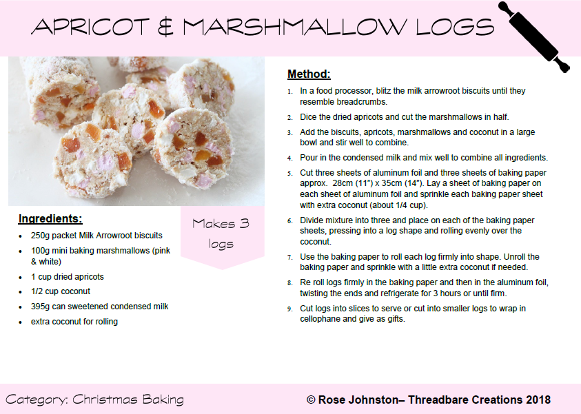 Apricot and Marshmallow Logs Threadbare Creations