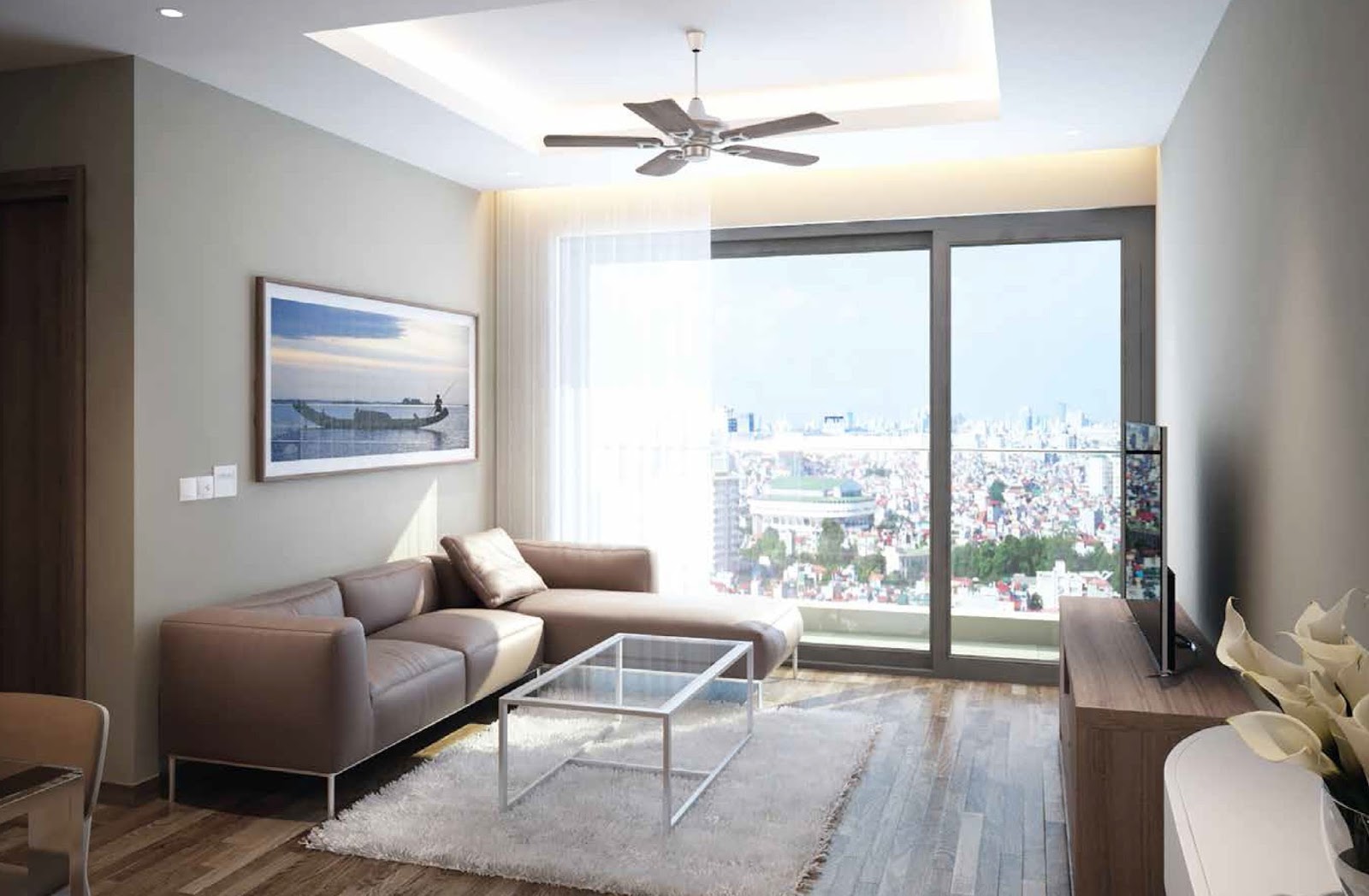 Thiết kế nội thất phòng khách chung cư Phú Mỹ Complex - sang trọng, hiện đại