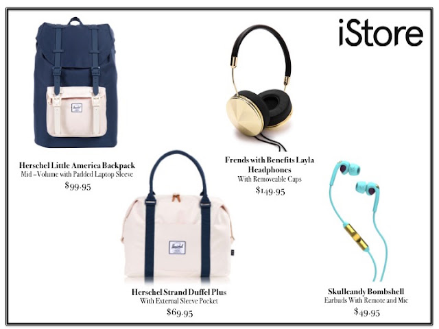 iStore Herschel bags Frends headphones Skullcandy earbuds