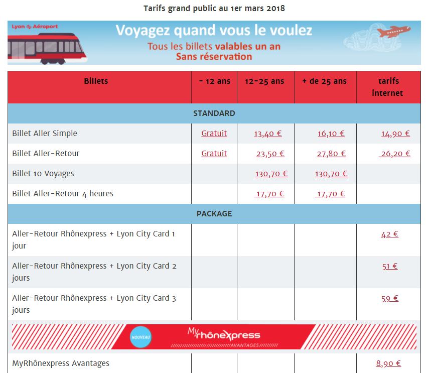 Tarifs Rhône Express 2018 Tarifs Rhône Express 2018