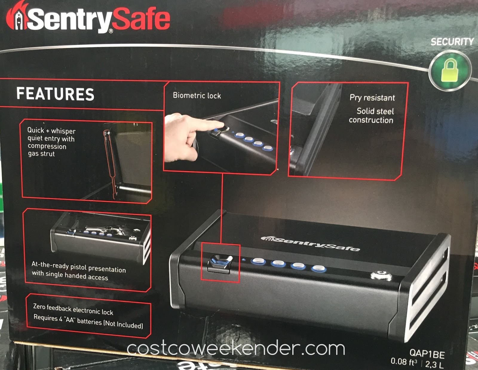 SentrySafe Quick Access Biometric Pistol Safe (QAP1BE) Costco Weekender