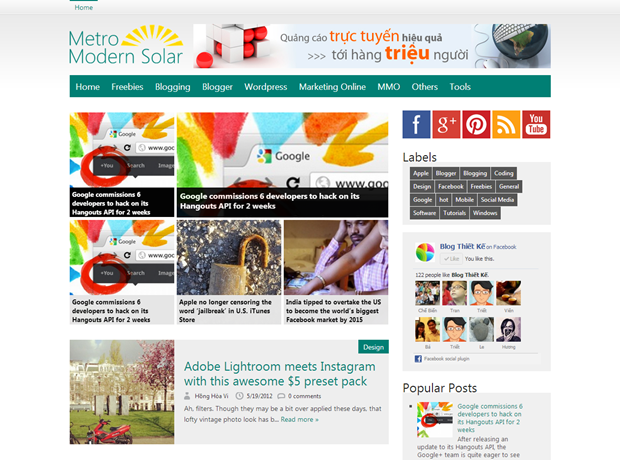 Metro Modern Solar V1 Blogger Template