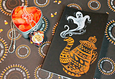 Pumpkin Resin Necklace and Haunted Tea Pot Notebook by I Sew Cute
