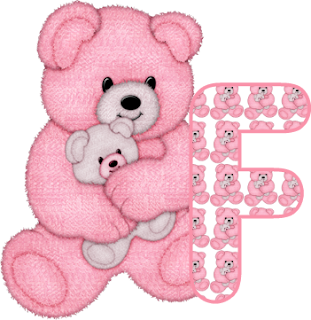 Abecedario con Osito de Peluche Rosado. Alphabet with Pink Bear.