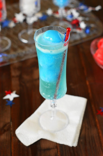 Red, White & Blue Italian Ice Champagne Floats