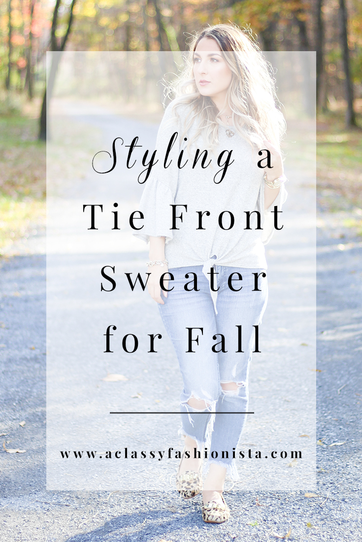 STYLING A TIE FRONT SWEATER FOR FALL | A Classy Fashionista