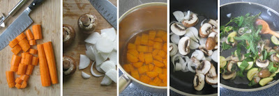 Zubereitung Karotten mit grünem Pilz-Gemüse