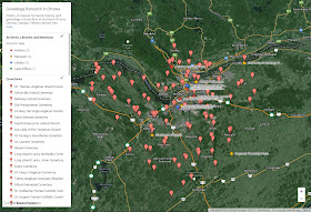 Google map of genealogy related research places in Ottawa