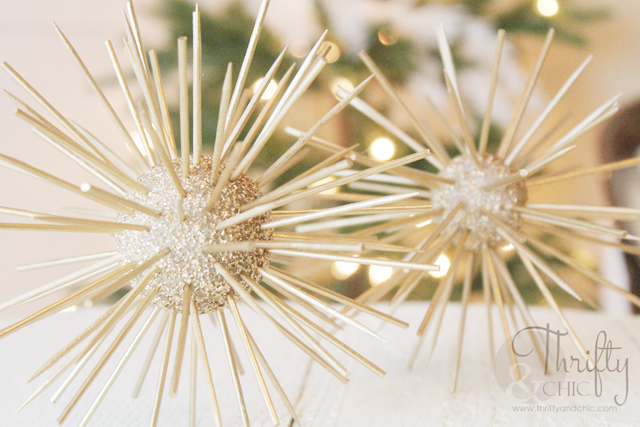 DIY sunburst ornament using toothpicks and foam balls!