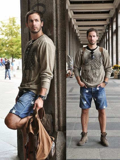 bota com bermuda jeans masculina