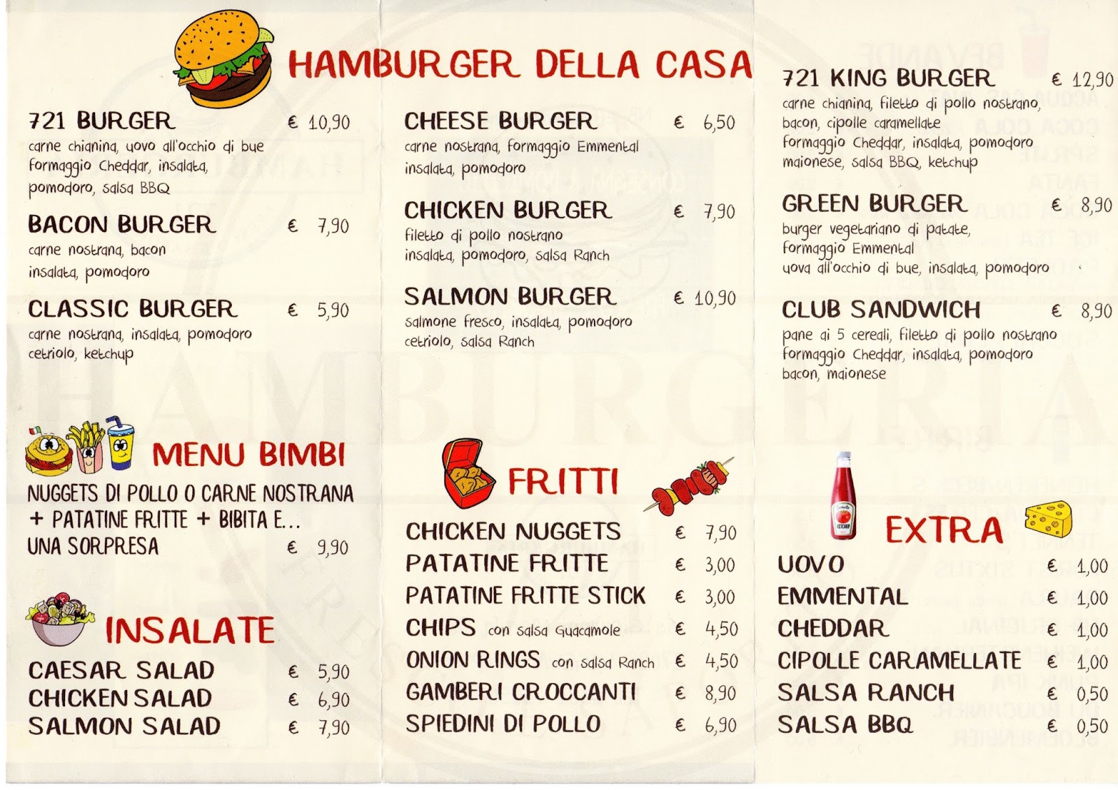 Menu e Prezzi HAMBURGERIA 721 a Vigevano in via Giovanni Merula 58