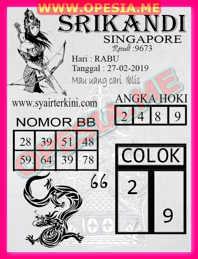 Kode Syair SGP Komplit Rabu 27 Februari 2019 GOsyair