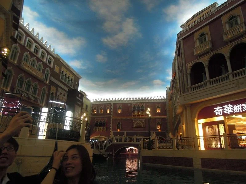 A view of the canal from a gondola at The Venetian Macao Resort Hotel